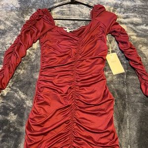 Beautiful maroon, knee length, bodycon dress with sleeves!